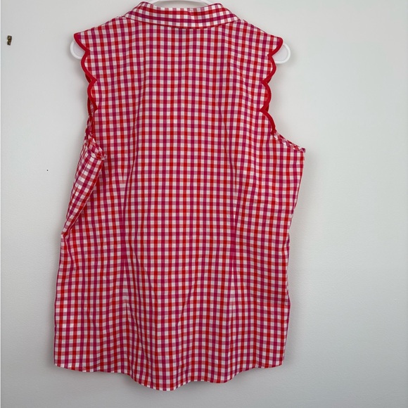 NWT Talbots Red & Pink Gingham Sleeveless Button-Front Top size 14 preppy - Picture 9 of 10